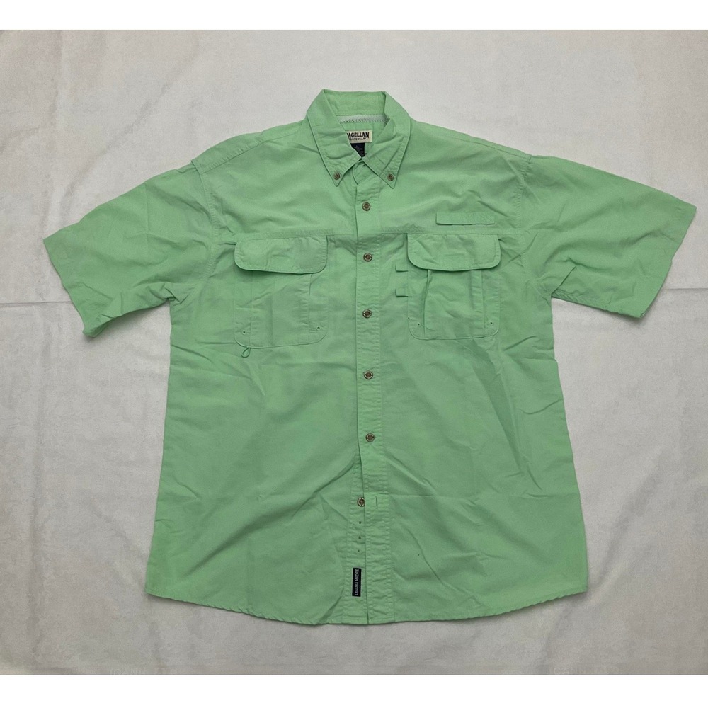 Magellan Sportswear‎ Men's Short Sleeve Button Up Shirt Light Green Size Large